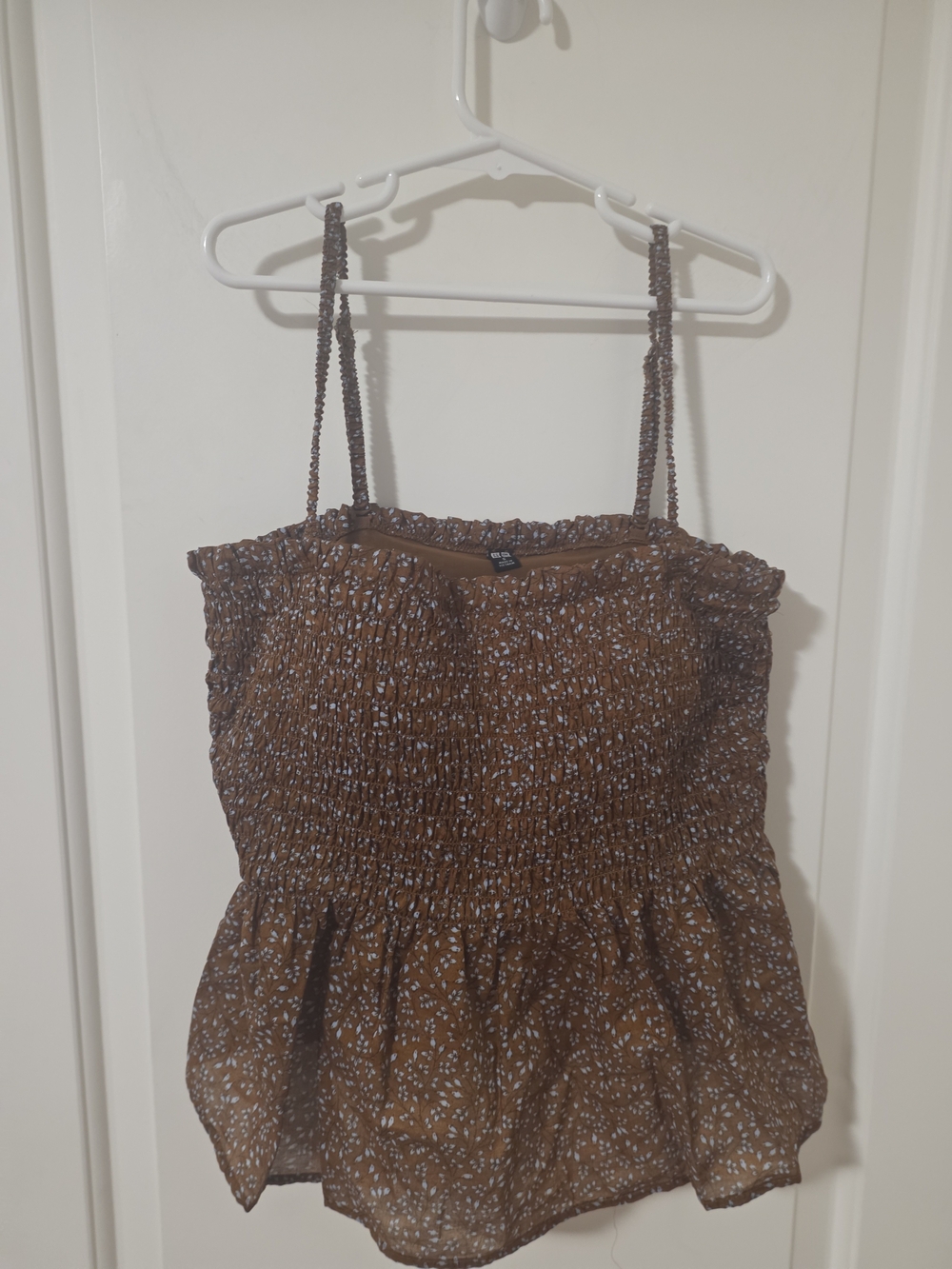Uniqlo Brown Smocked Floral Peplum Cami Bra Top